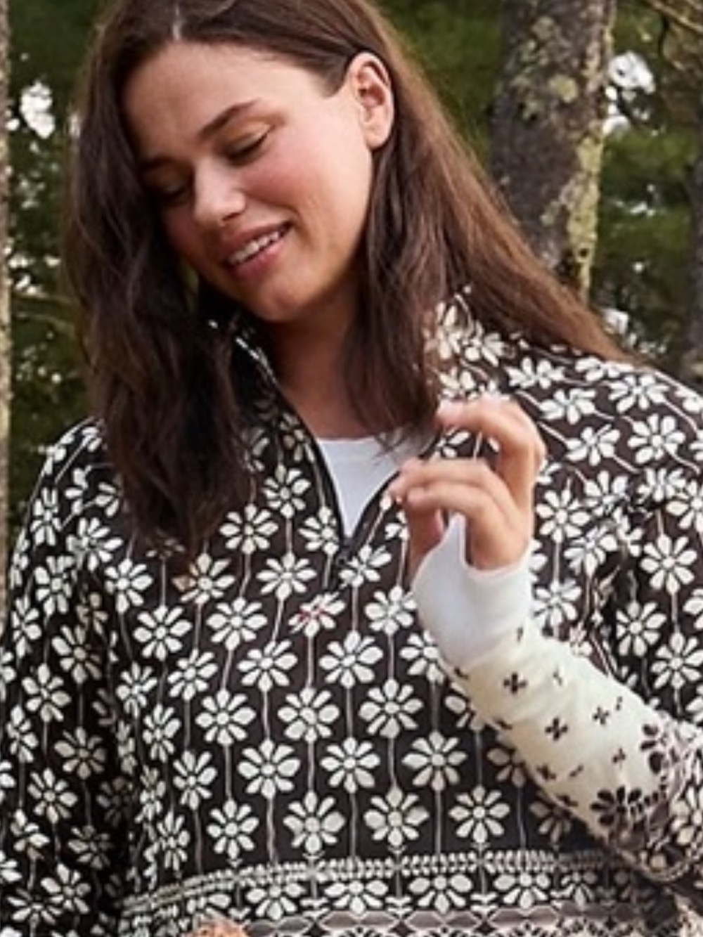 Aerie Offline Floral Pattern Half-Zip Pullover and Brown Boot Cut Leggings